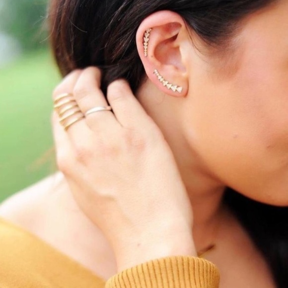 Stella & Dot Gold Pavé Triangle Ear Climbers - Picture 4 of 9